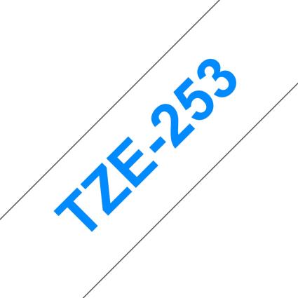 Compatible Brother TZe253 cinta laminada de etiquetas - Texto azul sobre fondo blanco - Ancho 24mm x 8 metros