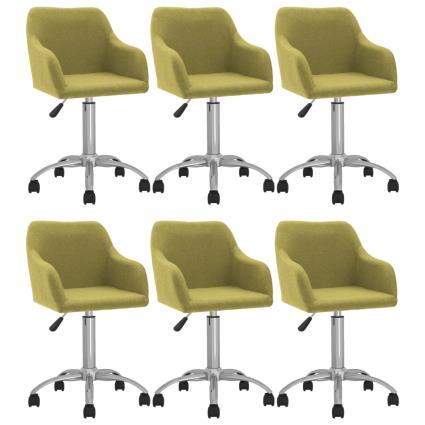Cadeiras de jantar giratórias 6 pcs tecido verde