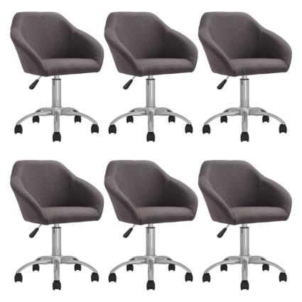Cadeiras de jantar giratórias 6 pcs tecido cinzento-acastanhado