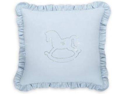Almofada Decorativa com Cristais   para Berço ou Cama (Azul - 40x40 cm)