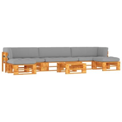 6 pcs conjunto lounge paletes pinho impregnado castanho mel