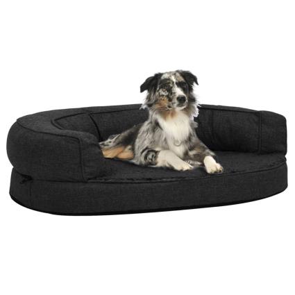 Cama para cães ergonómica 75x53 cm aspeto linho pelúcia preto