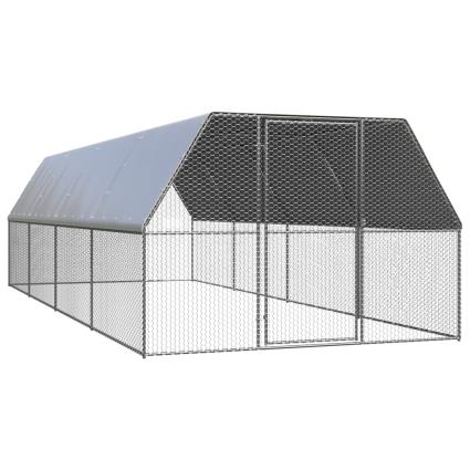 Galinheiro de exterior 3x8x2 m aço galvanizado