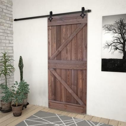 Porta de correr com ferragens 90x210 cm pinho castanho-escuro