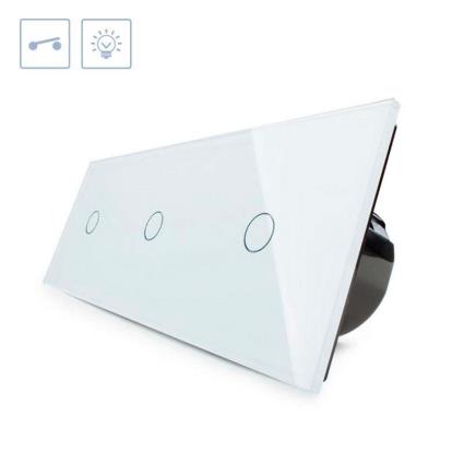 Interruptor 3 modulos táctil 3 botões frontal branco