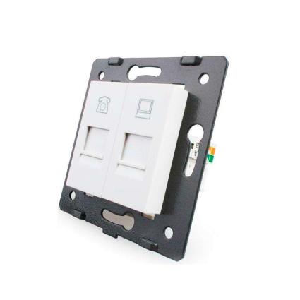 Mecanismo de encastrar telefone rj11 + rede rj45 branco