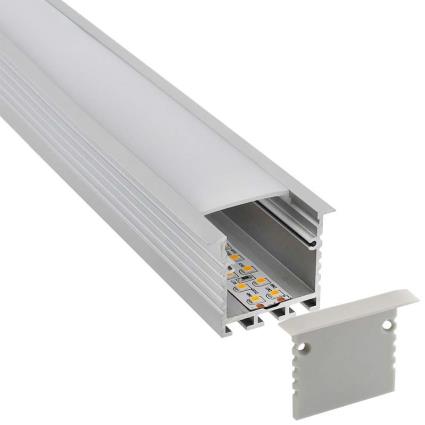 Kit - perfil aluminio teito para fitas led 2 metros