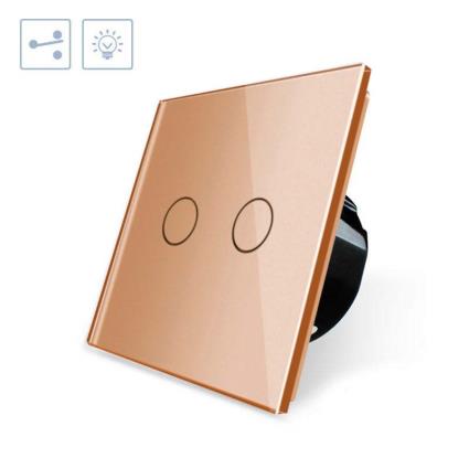 Comutador táctil duplo frontal golden