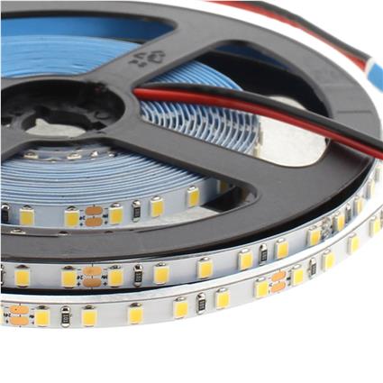 Fita led monocolor smd2835 chipled samsung dc24v 5m (120led/m) pcb 5mm - ip20 branco quente