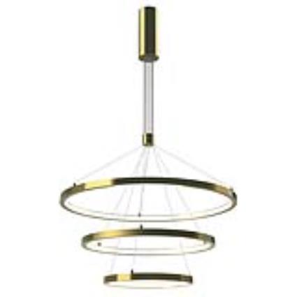 Luminária suspendida tricycle in 108w gold ø807+ø600+ø395mm triac regulável branco neutro