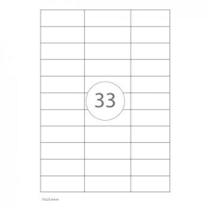 Etiquetas A4 70x25,4mm Autocolantes Brancas 100 Folhas