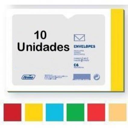 Envelope Cor 114x162mm Amarelo C6 10 Unidades