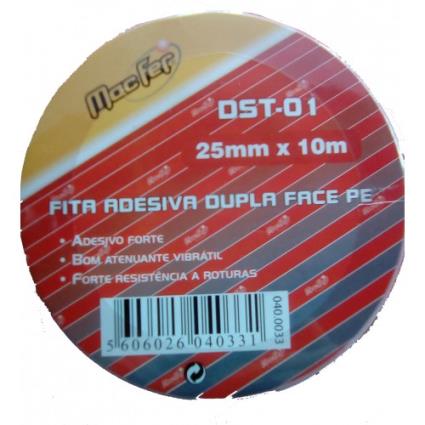 Fita Adesiva Dupla face 25mmx10mts Com Esponja 