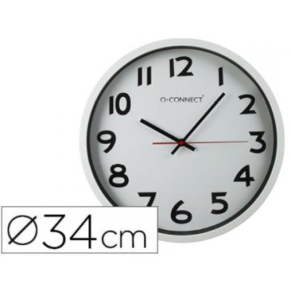 Relógio de Parede Redondo em Plástico 35cm Aro Branco 