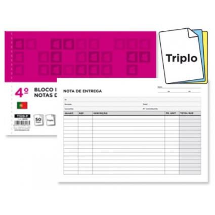 Bloco Notas de Entrega A5 155X215mm Triplicado Formato ao Baixo