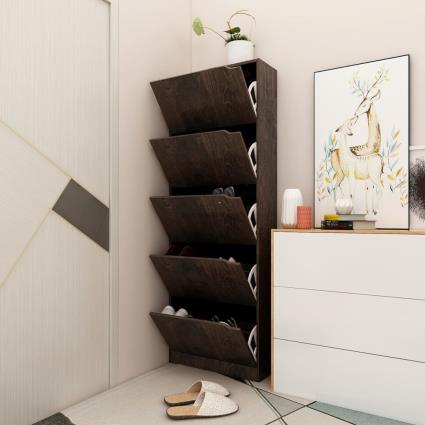 Armário sapatos 5 portas contrapl. 59x24x167 cm carvalho fumado