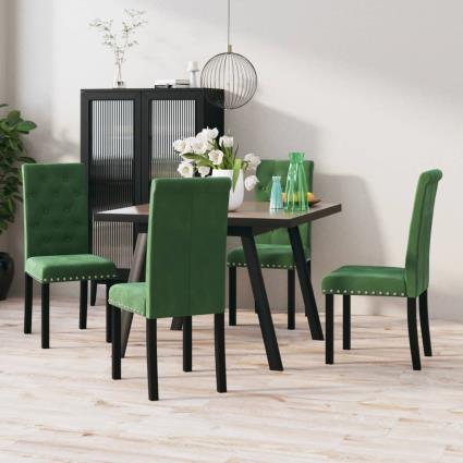 Cadeiras de jantar 4 pcs veludo verde-escuro