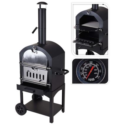 Forno de pizzas BBQ preto