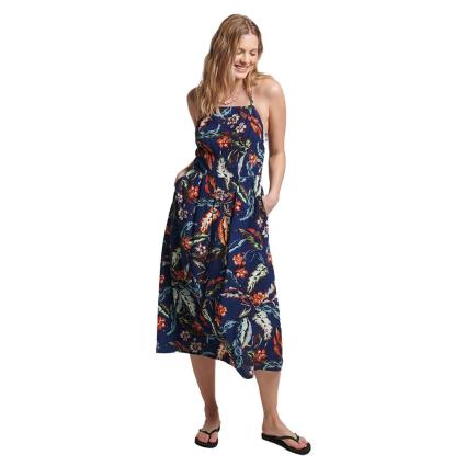 Vestido Vintage Cami Maxi XL Indo Leaf Navy