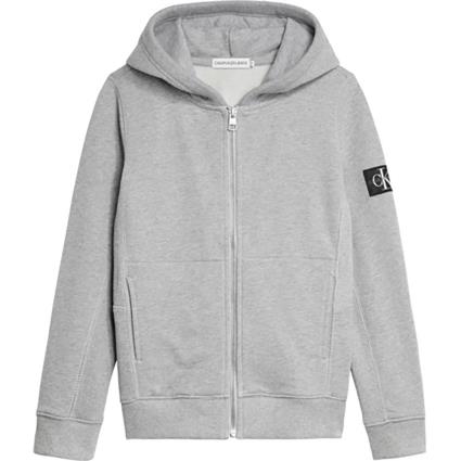 Moletom Com Zíper Rib Blocking Badge 12 Years Light Grey Heather