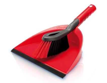 Pá com Vassoura Pequena Professional, Vermelho e Preto