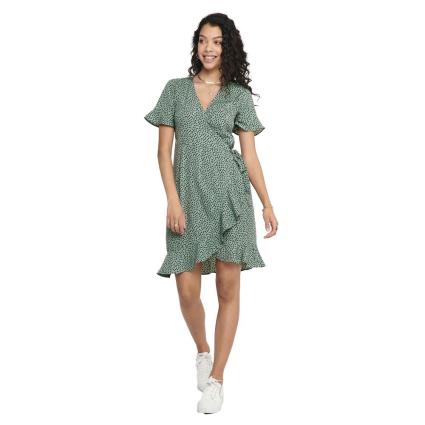 Vestido Curto Olivia Wrap 36 Chinois Green / Aop Black Spot