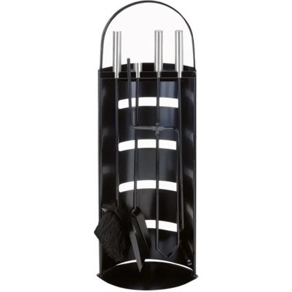 Conjunto de ferramentas para lareira metal preto