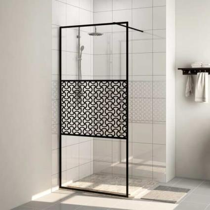 Divisória de chuveiro c/ vidro transparente ESG 115x195cm preto