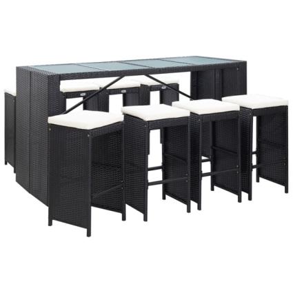 Conjunto de Bar para Exterior 9 pcs Vime Pe Preto