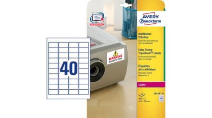 Etiqueta Adesiva Avery Poliester Super Aderente Branca 45,7x25,4 mm Impressora Laser Pack de 800 Unidades