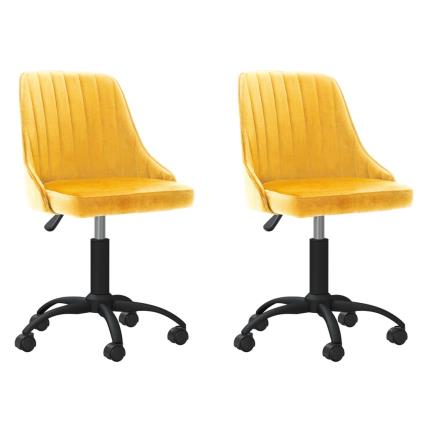 Cadeiras de Jantar Giratórias 2 pcs Veludo Amarelo