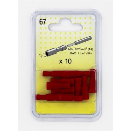 10 Tampões De Cilindro Com Isolamento Vermelho 4mm Fêmea