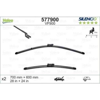 2 Escovas Limpa-vidros Valeo Silencio Vm900