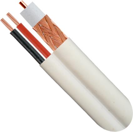 Cabo Blindado Coaxial Branco Cctv C/Alim.