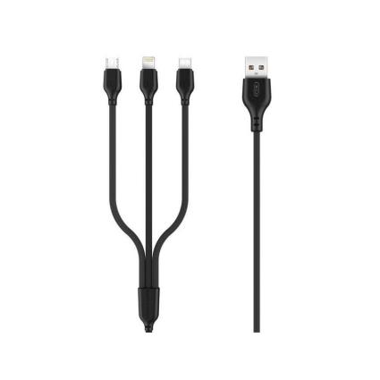 Cabo USB-A 2.0 Macho / Micro USB USB-C Lightning1M Preto 