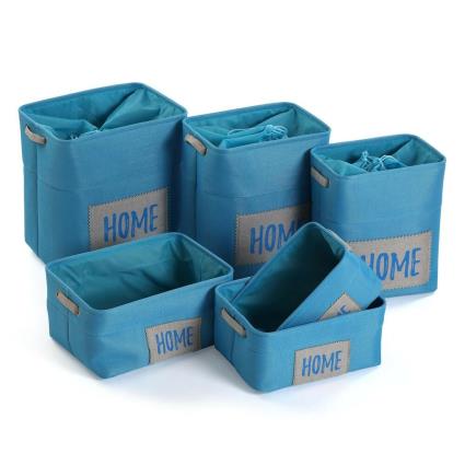 Conjunto de Cestas Home Azul Têxtil (30 x 40 x 45 cm) (6 Peças)