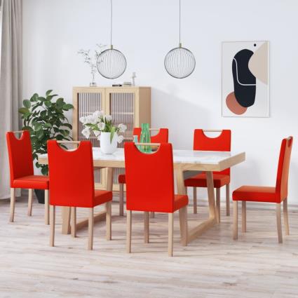 Cadeiras de jantar 6 pcs couro artificial vermelho