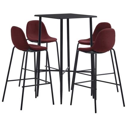 Conjunto de Bar Tecido Vermelho Tinto 5 Peças