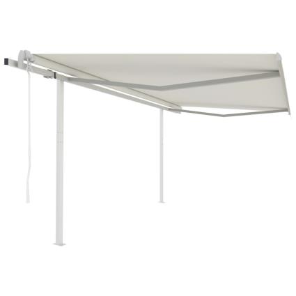 Toldo Retrátil Automático com Postes 4,5x3,5 M Cor Creme