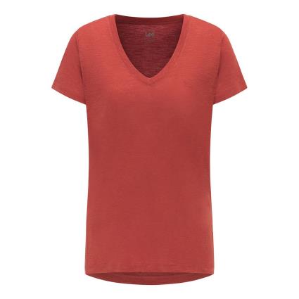 Camiseta De Manga Curta V Neck S Red Ochre