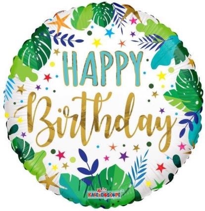 Balão Foil 18' Happy Birthday Tropical