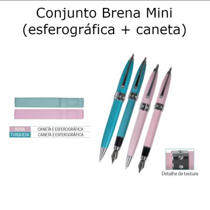 Conjunto Brena Mini (esferográfica + caneta) Cores: escolher cor