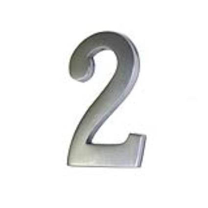 NUMERO 2 NIQUEL MATE 10CM FIXAÇÃO INVISIVEL