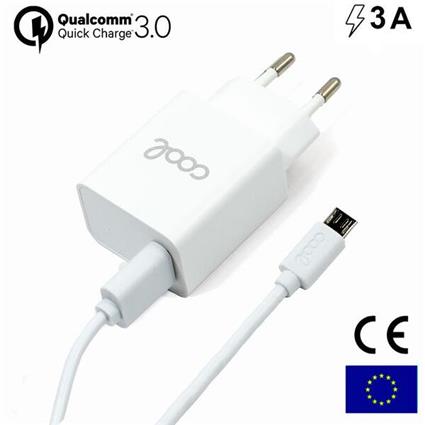 Cargador Red Conector Micro-usb Universal 3Amp (Carga Rápida)  Kit 2 en 1 Blanco