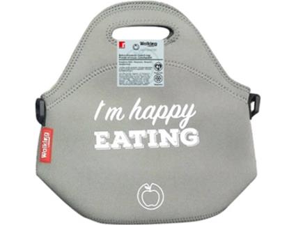 SACO PORTA ALIMENTOS POLIESTER CINZENTO MODELO IM HAPPY EAT 30X30X17CM 