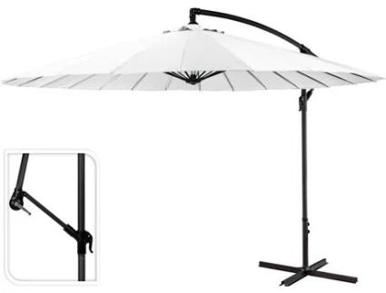 PARASOL EXCENTRICO 300CM BRANCO CORPO ALUMINIO