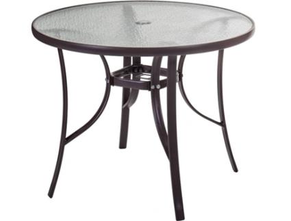 Mesa de Jardim  Neila (Castanho - Aço e Cristal - 90x72 cm)