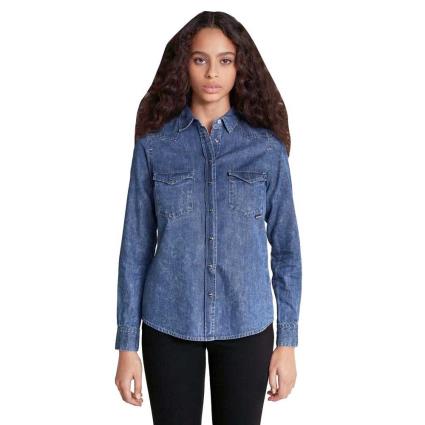 Camisa Justa De Algodão De Manga Comprida Slim XL Blue