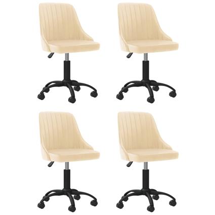 Cadeiras de Jantar Giratórias 4 pcs Veludo Cor Creme