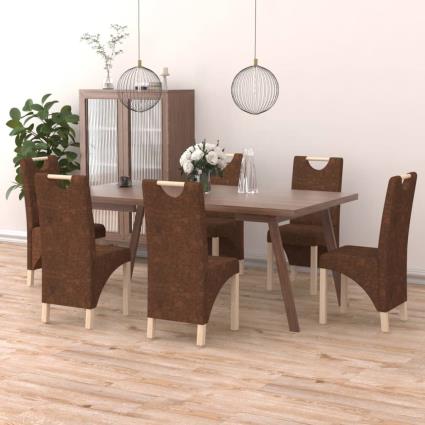 Cadeiras de Jantar 6 pcs Camurça Artificial Castanho